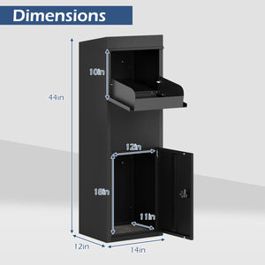 Package Delivery Box for Outside with Anti-Theft Baffle Sloped Roof-Black view 5