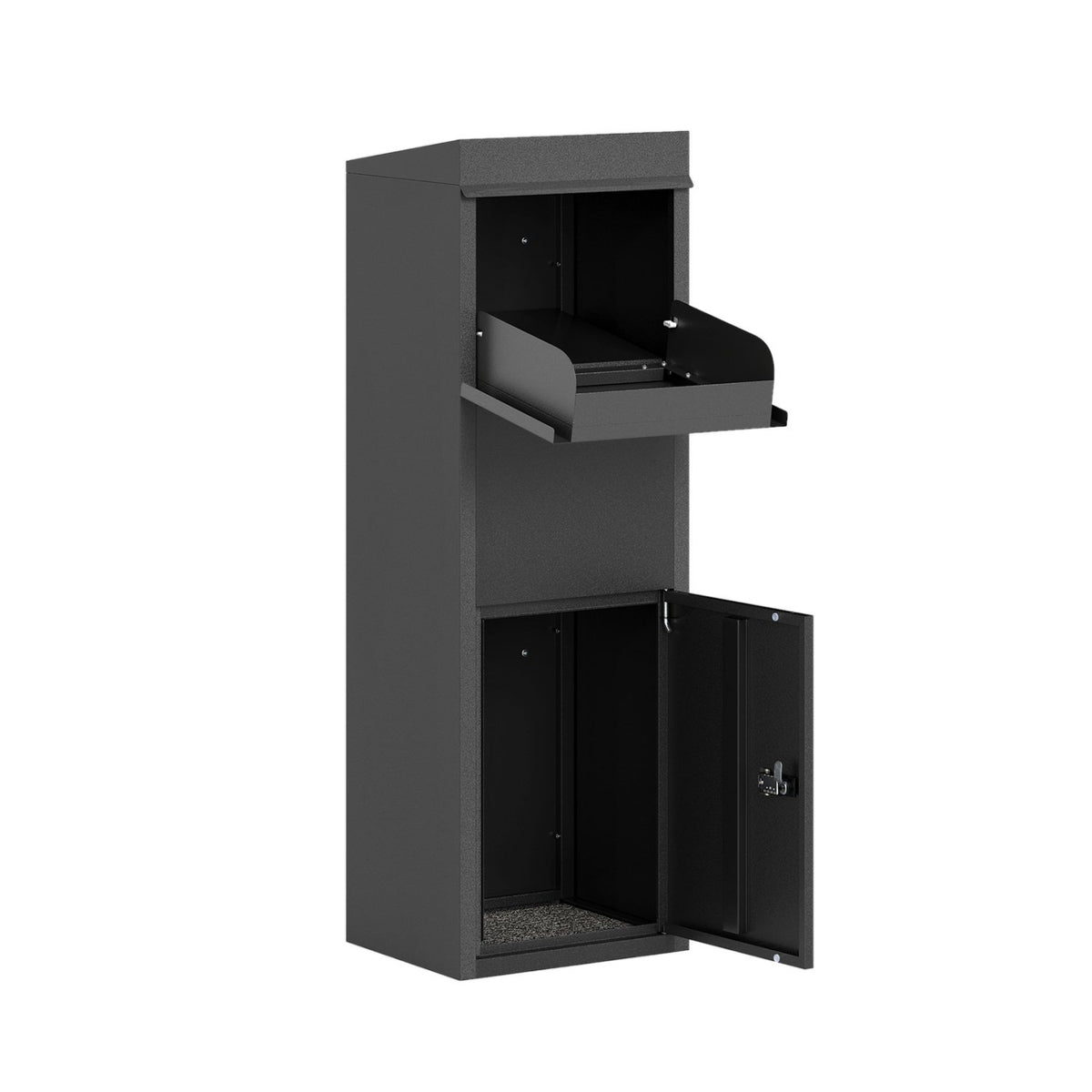 Package Delivery Box for Outside with Anti-Theft Baffle Sloped Roof-Black view 7