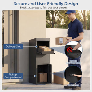 Package Delivery Box for Outside with Anti-Theft Baffle Sloped Roof-Black view 8