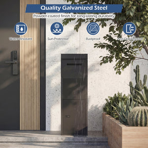 Package Delivery Box for Outside with Anti-Theft Baffle Sloped Roof-Black view 9