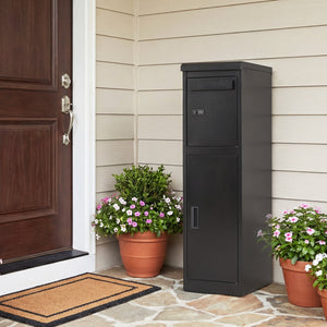 Package Delivery Box for Outside with Lockable Doors Coded Lock-Black view 2