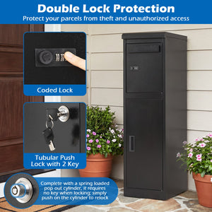 Package Delivery Box for Outside with Lockable Doors Coded Lock-Black view 8