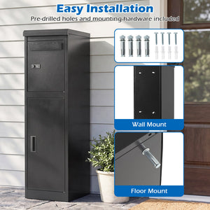 Package Delivery Box for Outside with Lockable Doors Coded Lock-Black view 9