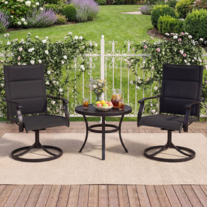 Padded Patio Swivel Chairs Set of 2 Ergonomic Outdoor Dining Chairs with Breathable Fabric-Black view 2