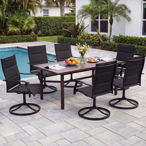 Padded Patio Swivel Chairs Set of 2 Ergonomic Outdoor Dining Chairs with Breathable Fabric-Black view 5