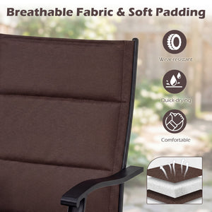 Padded Patio Swivel Chairs Set of 2 Ergonomic Outdoor Dining Chairs with Breathable Fabric-Brown view 8