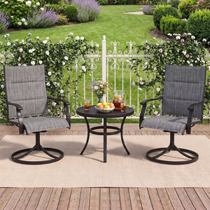 Padded Patio Swivel Chairs Set of 2 Ergonomic Outdoor Dining Chairs with Breathable Fabric-Gray view 2