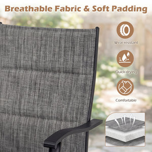 Padded Patio Swivel Chairs Set of 2 Ergonomic Outdoor Dining Chairs with Breathable Fabric-Gray view 5