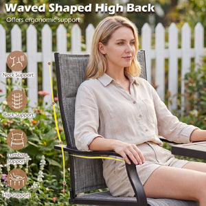 Padded Patio Swivel Chairs Set of 2 Ergonomic Outdoor Dining Chairs with Breathable Fabric-Gray view 6