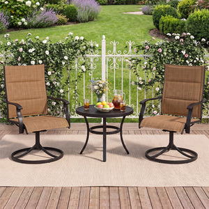 Padded Patio Swivel Chairs Set of 2 Ergonomic Outdoor Dining Chairs with Breathable Fabric-Light Brown view 2