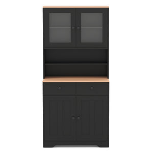 Pantry Cabinet with 2 Removable Shelves-Black