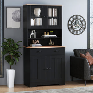 Pantry Cabinet with 2 Removable Shelves-Black view 2