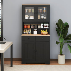Pantry Cabinet with 2 Removable Shelves-Black view 6