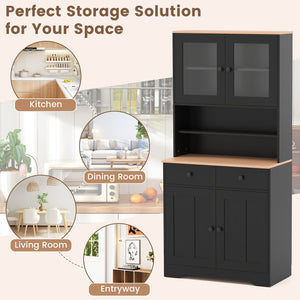 Pantry Cabinet with 2 Removable Shelves-Black view 7