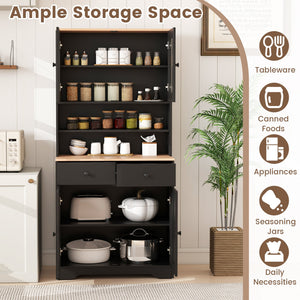 Pantry Cabinet with 2 Removable Shelves-Black view 8