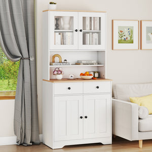 Pantry Cabinet with 2 Removable Shelves-White view 2