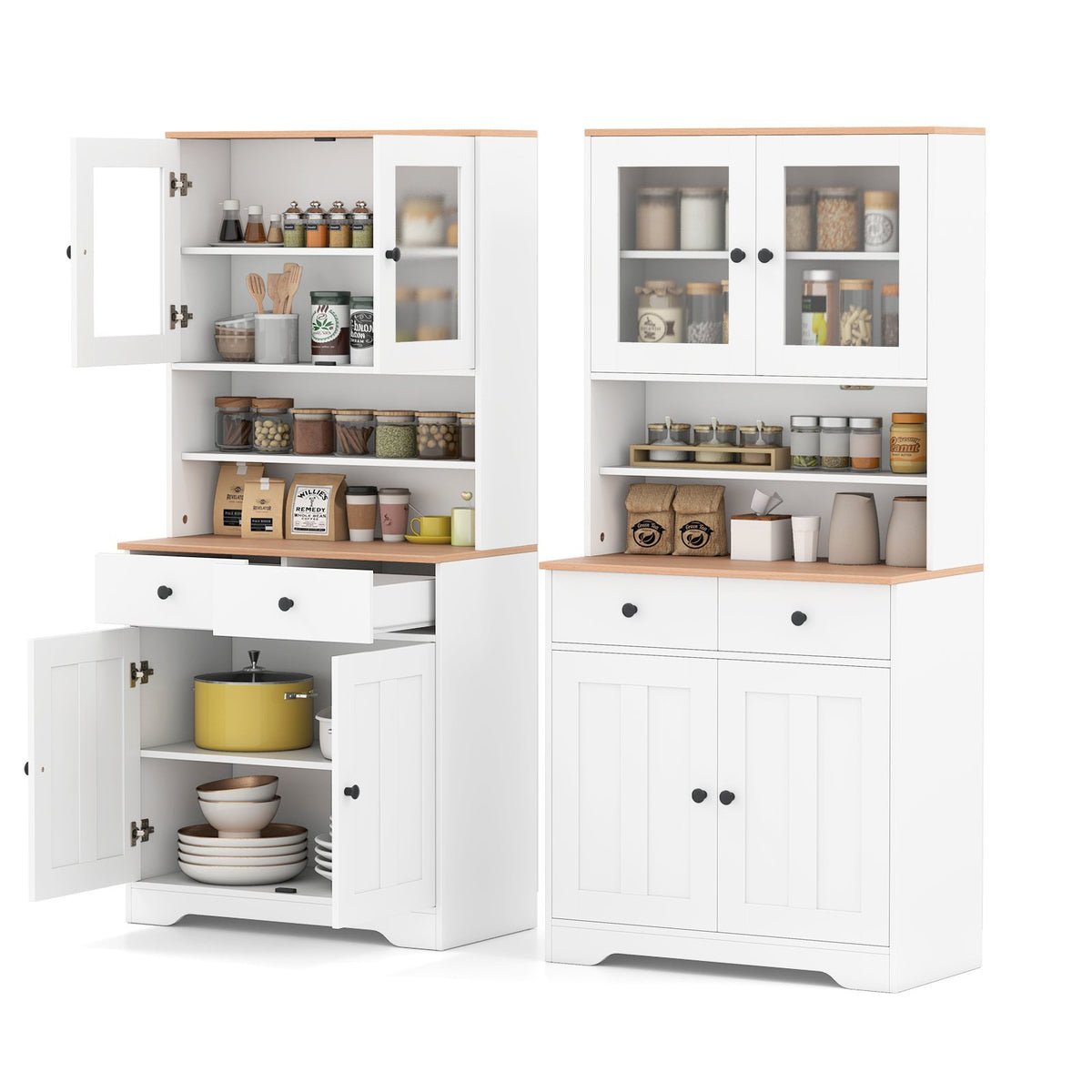Pantry Cabinet with 2 Removable Shelves-White view 4