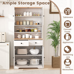 Pantry Cabinet with 2 Removable Shelves-White view 7