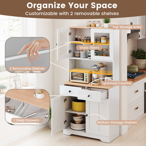 Pantry Cabinet with 2 Removable Shelves-White view 9