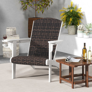 Patio Adirondack Chair with Rattan Padded Seat and Hidden Cupholder-White view 2