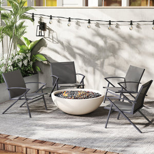 Patio Chairs Set of 2 Lawn Chairs with Heavy Duty Metal Frame-Grey view 3