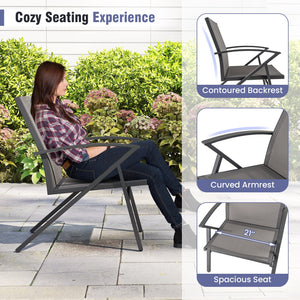 Patio Chairs Set of 2 Lawn Chairs with Heavy Duty Metal Frame-Grey view 7