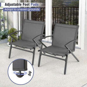 Patio Chairs Set of 2 Lawn Chairs with Heavy Duty Metal Frame-Grey view 9