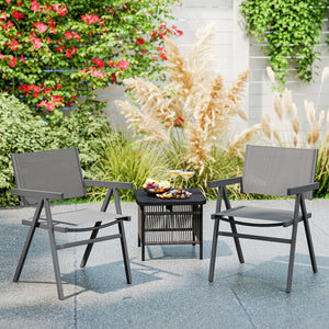 Patio Chairs Set of 2 Outdoor Dining Chair with Breathable Fabric Seat-Set of 2 view 2