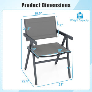 Patio Chairs Set of 2 Outdoor Dining Chair with Breathable Fabric Seat-Set of 2 view 5