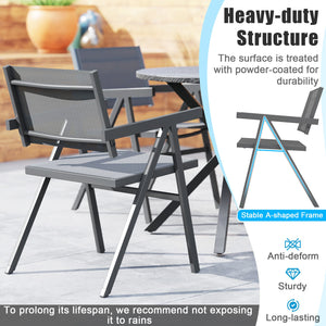 Patio Chairs Set of 2 Outdoor Dining Chair with Breathable Fabric Seat-Set of 2 view 7