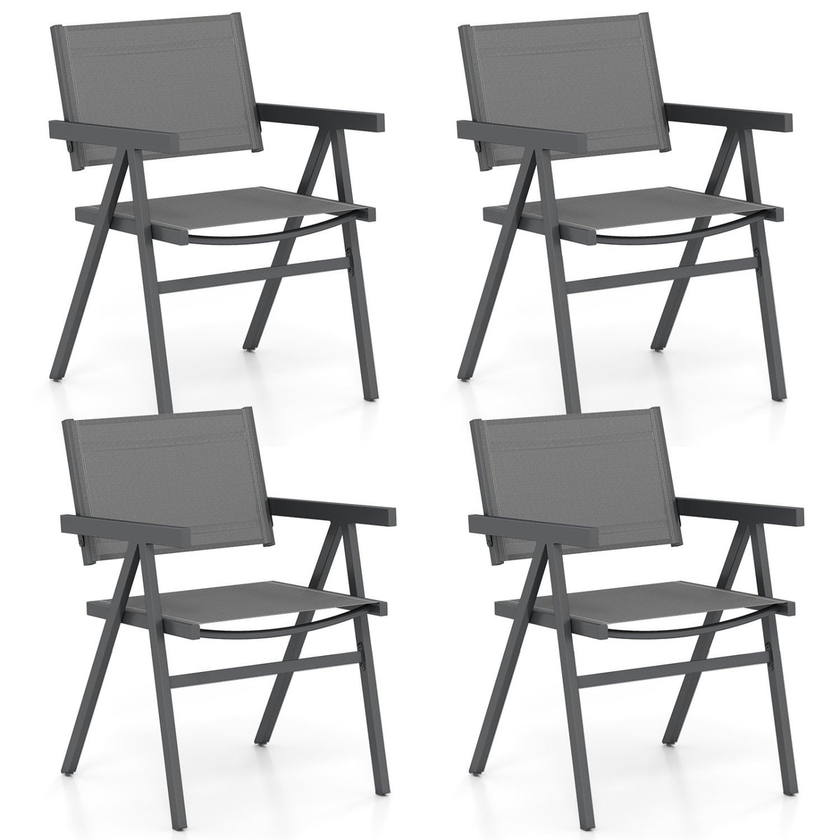 Patio Chairs Set of 2 Outdoor Dining Chair with Breathable Fabric Seat-Set of 4