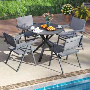 Patio Chairs Set of 2 Outdoor Dining Chair with Breathable Fabric Seat-Set of 4 view 3