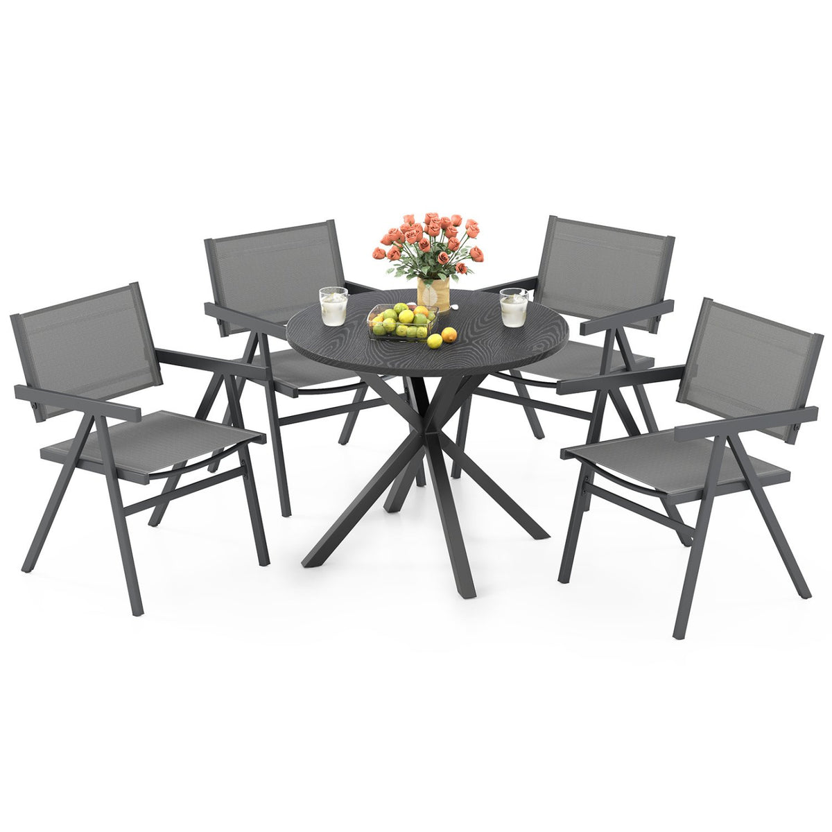 Patio Chairs Set of 2 Outdoor Dining Chair with Breathable Fabric Seat-Set of 4 view 4