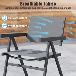 Patio Chairs Set of 2 Outdoor Dining Chair with Breathable Fabric Seat-Set of 4 view 6