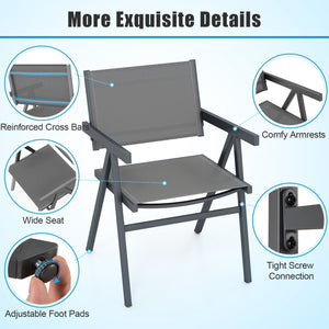 Patio Chairs Set of 2 Outdoor Dining Chair with Breathable Fabric Seat-Set of 4 view 9