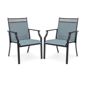 Patio Chairs Set of 2 with All Weather Breathable Fabric-Blue