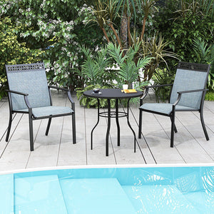 Patio Chairs Set of 2 with All Weather Breathable Fabric-Blue view 5