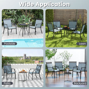 Patio Chairs Set of 2 with All Weather Breathable Fabric-Blue view 8