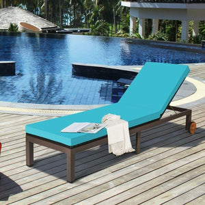 Patio Chaise Lounge Chair Outdoor Rattan Lounger Recliner Chair-Turquoise view 2