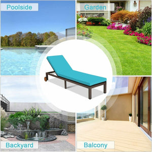 Patio Chaise Lounge Chair Outdoor Rattan Lounger Recliner Chair-Turquoise view 5