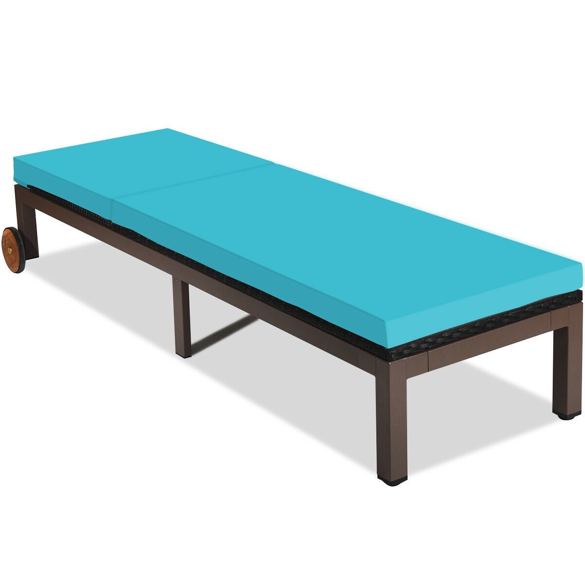 Patio Chaise Lounge Chair Outdoor Rattan Lounger Recliner Chair-Turquoise view 8