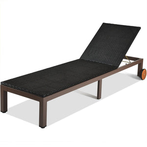 Patio Chaise Lounge Chair Outdoor Rattan Lounger Recliner Chair-Turquoise view 9