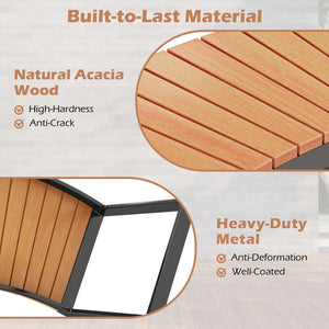 Patio Curved Bench with Slatted Seat and Metal Legs-2 Pieces view 8