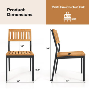 Patio Dining Chair Set of 2 with Metal and Acacia Wood Frame view 4