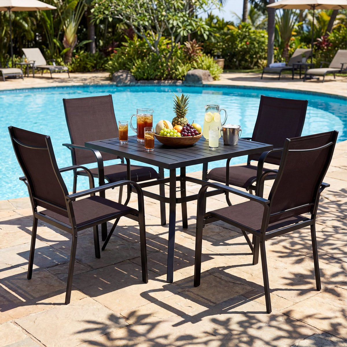 Patio Dining Chairs Set of 2/4/6 Stackable Outdoor Armchairs-Set of 4 view 2
