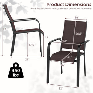 Patio Dining Chairs Set of 2/4/6 Stackable Outdoor Armchairs-Set of 4 view 3