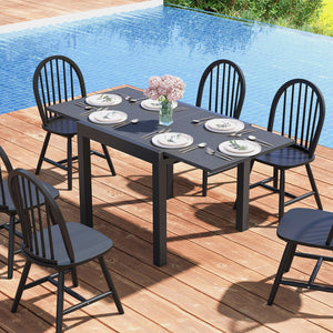 31.5 inches-63 inches Adjustable Patio Expandable Dining Table for 4-6 Person-Gray view 6
