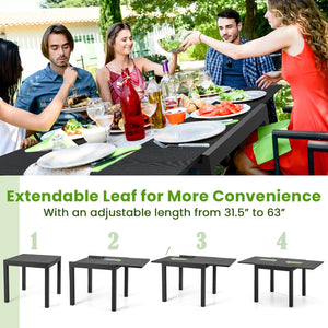 31.5 inches-63 inches Adjustable Patio Expandable Dining Table for 4-6 Person-Gray view 9