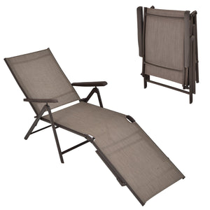 Patio Foldable Chaise Lounge Chair with Backrest and Footrest-Brown view 7