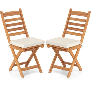 Patio Folding Chairs Set of 2 with Soft Seat Cushion-A